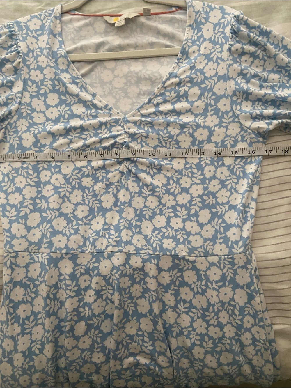 Boden Jersey Dress Light Blue and White Floral, Size 8 - Picture 6 of 8
